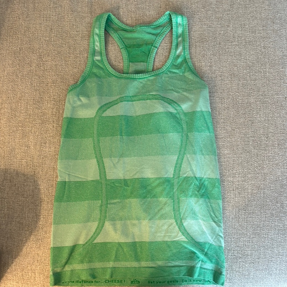 lululemon athletica Green Striped Tank Top